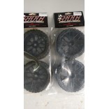 JOGO DE PNEUS RADIAL COM RODAS BBS PRETA PARA DIANTEIRA E TRASEIRA DO TRAXXAS JATO SINTEC SIN S083 S044